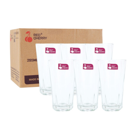 Set de 6 vasos de vidrio alto 285ml Red Cherry Set de 6 vasos de vidrio alto 285ml Red Cherry