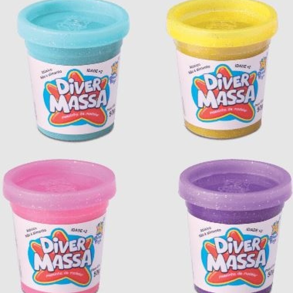 Set 4 Potes C/Glitter Surtidos Diver Massa DIVER MASSA- SET 4 POTES C/GLITTER SURTIDOS
