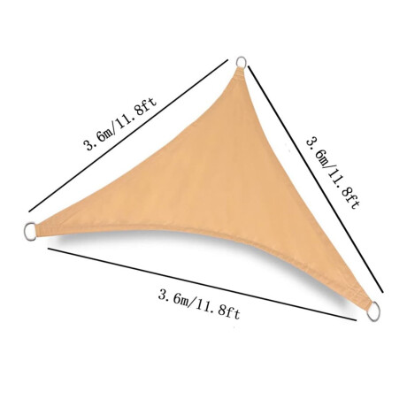 Toldo Lona Vela Triangular 3.6x3.6x3.6Mt Sombra p/ Exterior Beige