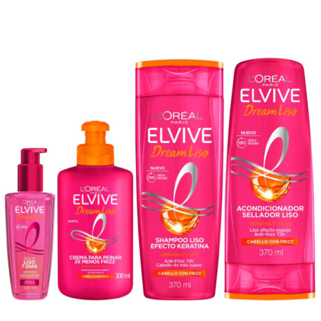 Pack L'Oréal Paris Dream Liso Shampoo 370ml + Acondicionador 370ml + Sérum 100ml + Mascarilla Capilar 300ml Pack L'Oréal Paris Dream Liso Shampoo 370ml + Acondicionador 370ml + Sérum 100ml + Mascarilla Capilar 300ml