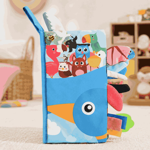 Libro Sensorial para Bebé con Colas, Mordillo y Sonidos Azul