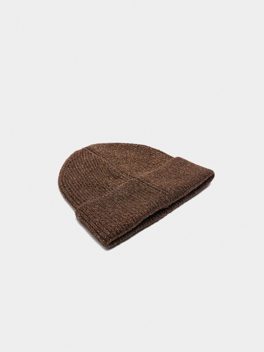 Gorro De Punto Lurex Con Dobladillo marron