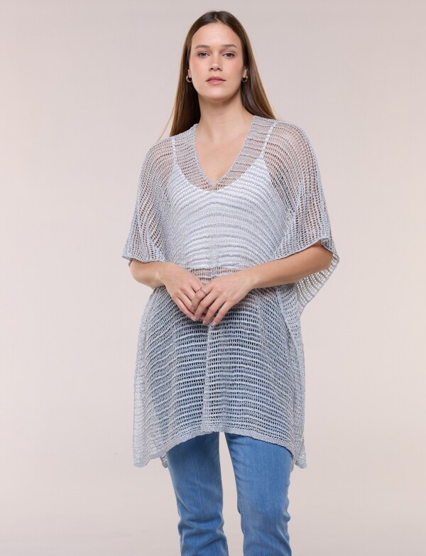 Poncho Calado Lurex PLATEADO