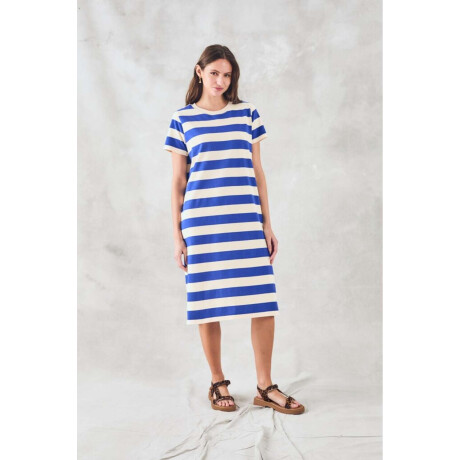 Vestido Largo Rayado Azul Francia