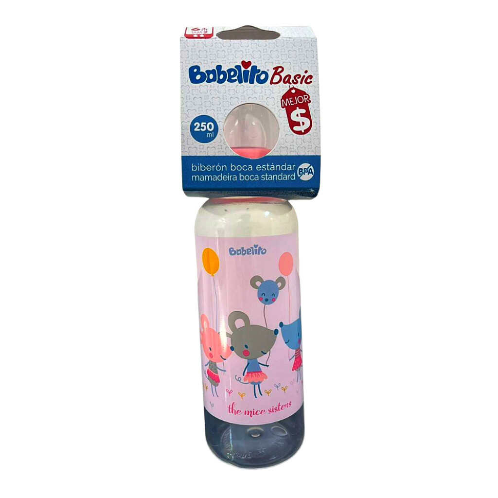 Biberon Tetina Silicona Tamaño 2 Rosado Babelito - Cont.250 mL