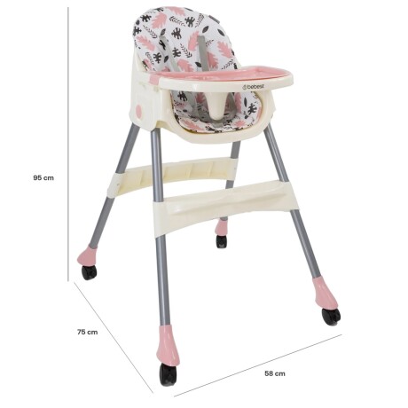 Silla de Comer para Bebes Bebesit Steps con Bandeja 2 en 1 Rosa