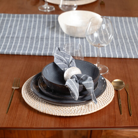 MANTEL CAMINERO ALGODON AZUL STRIPE