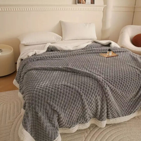 Frazada Polar 2Pzas Doble Cara Texturizada y Símil Corderito Beige Claro