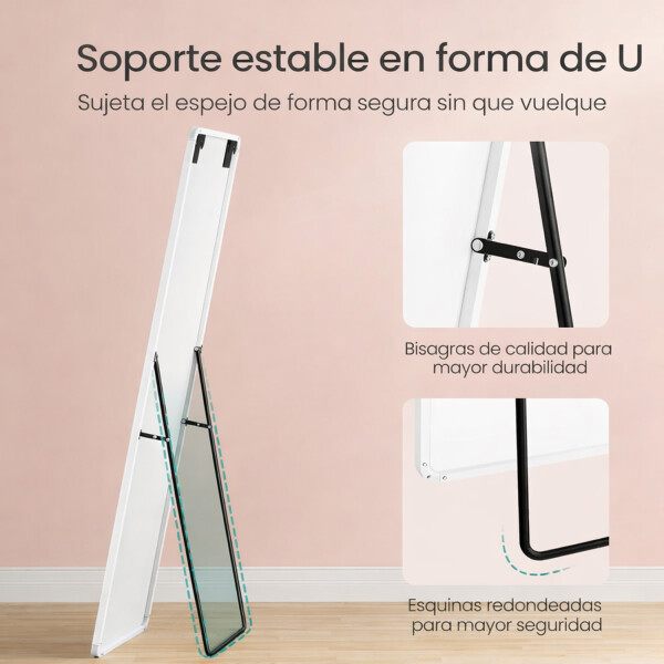 Espejo De Pie Rectángular Cuerpo Entero Fm06 50 X 150 Cm BLANCO