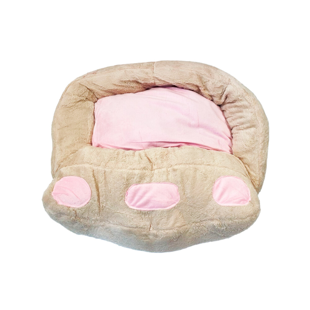 Cama Colchon Confort Huella Perro Gatos Mascota Color beige