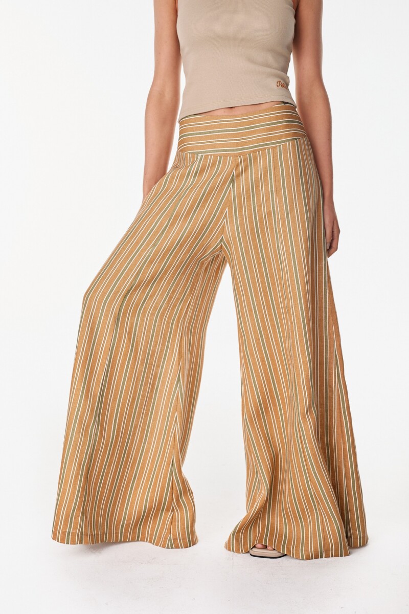 Pantalon Lino Deep Rayas Verde