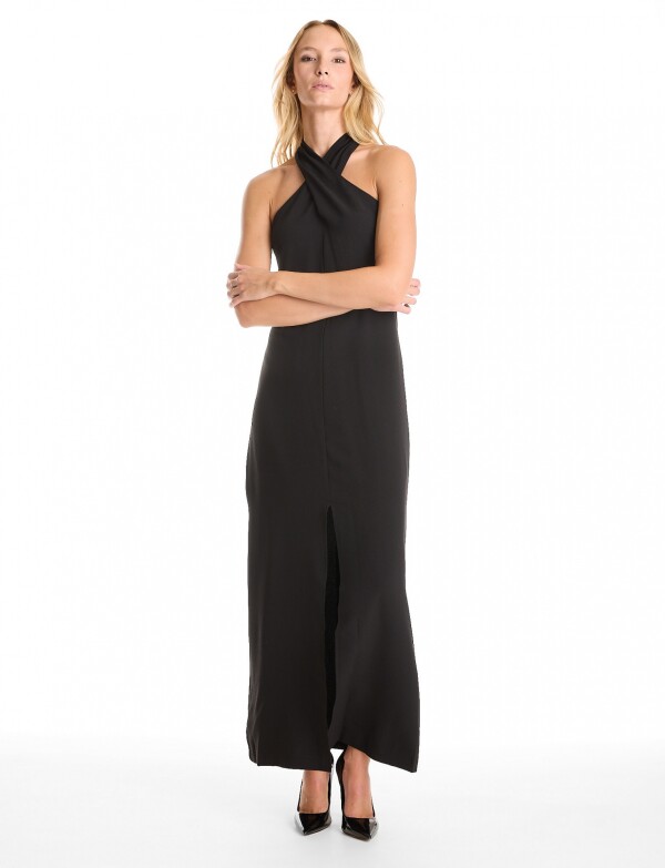 Vestido Cuello Cruzado NEGRO