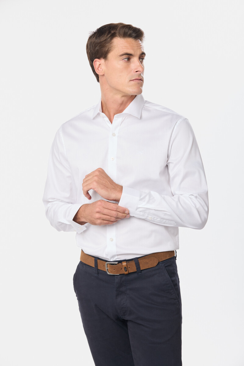 CAMISA DE VESTIR CON SPANDEX - Blanco 