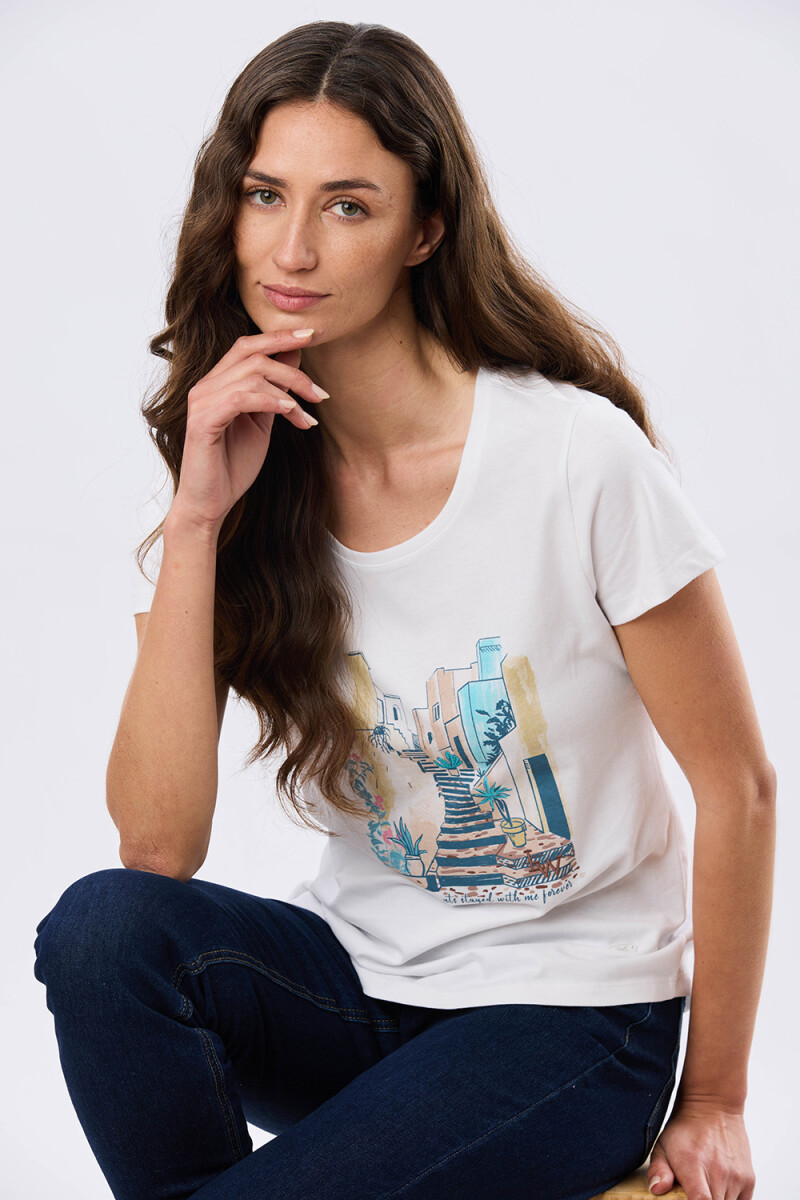 REMERA ESTAMPADA DE ALGODÓN - Blanco 