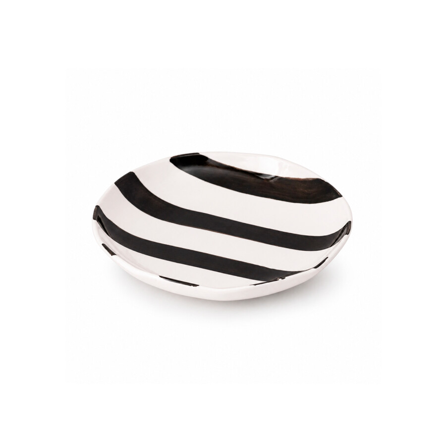 Plato Hondo de Cerámica a Rayas Plato Hondo de Cerámica a Rayas