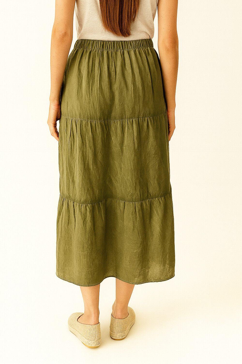 Falda Delbino Verde Oliva Claro