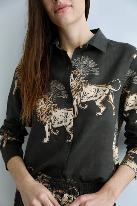 Camisa Lion Palms Grey Camisa Lion Palms Grey