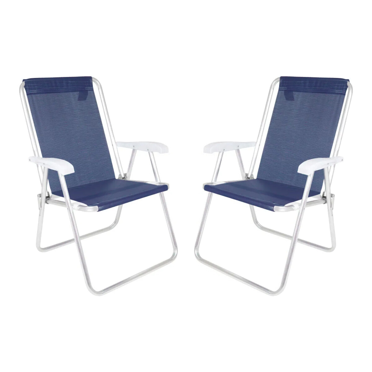 Set X2 Reposeras Mor Sillas Altas Plegables Aluminio 120kg - Azul Marino 
