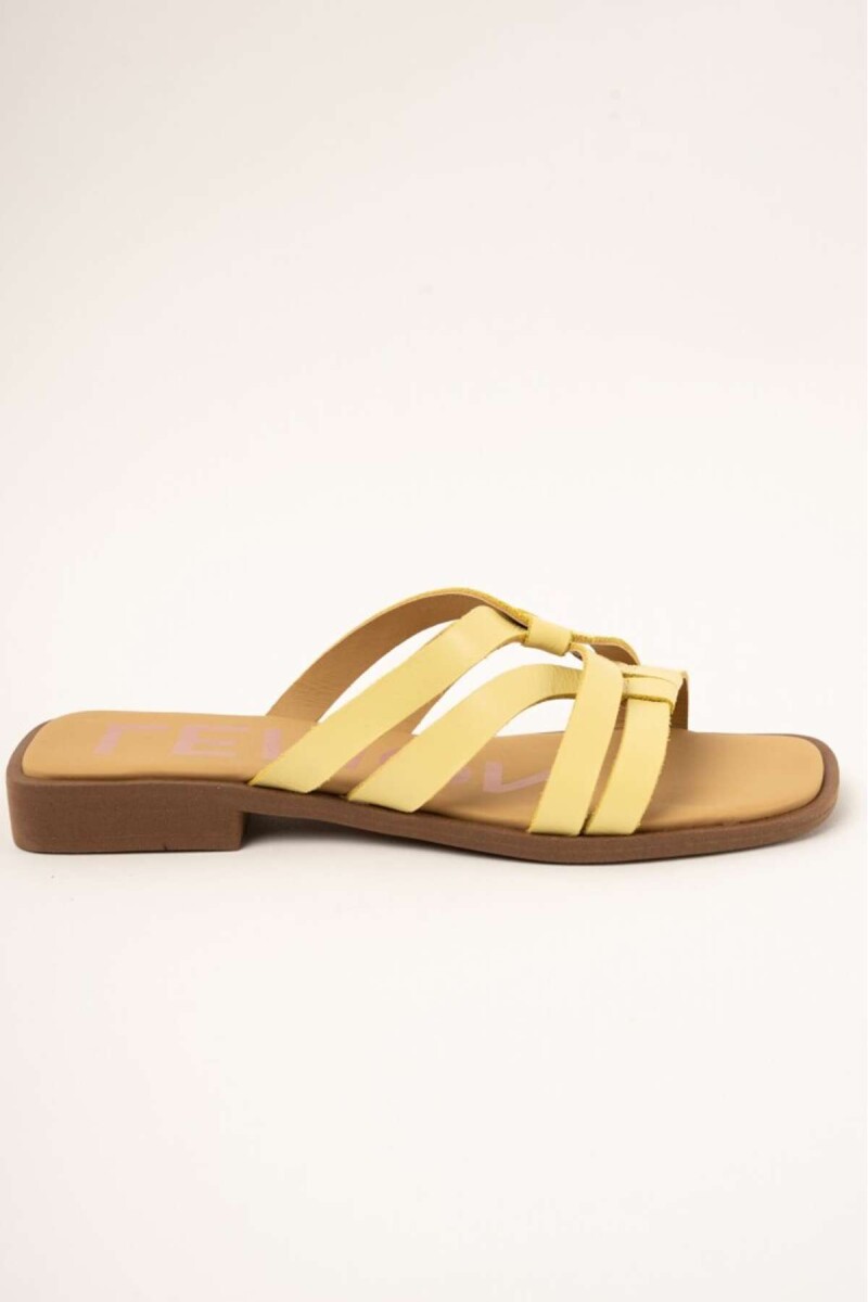 Sandalia Entrelazada Cuero - Amarillo Patito 
