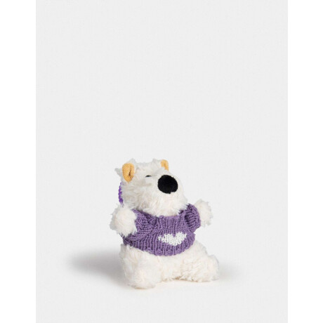 Llavero Y Charm De Perrito Con Sweater Blanco Crema