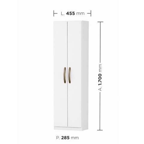 Mueble Multiusos Organizador de 5 Estantes con 2 Puertas - 170x 45,5 x 28,5 cm - Blanco Mueble Multiusos Organizador de 5 Estantes con 2 Puertas - 170x 45,5 x 28,5 cm - Blanco