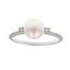 Anillo Gretta en Oro Blanco 18k con Perla y Brillantes Anillo Gretta en Oro Blanco 18k con Perla y Brillantes