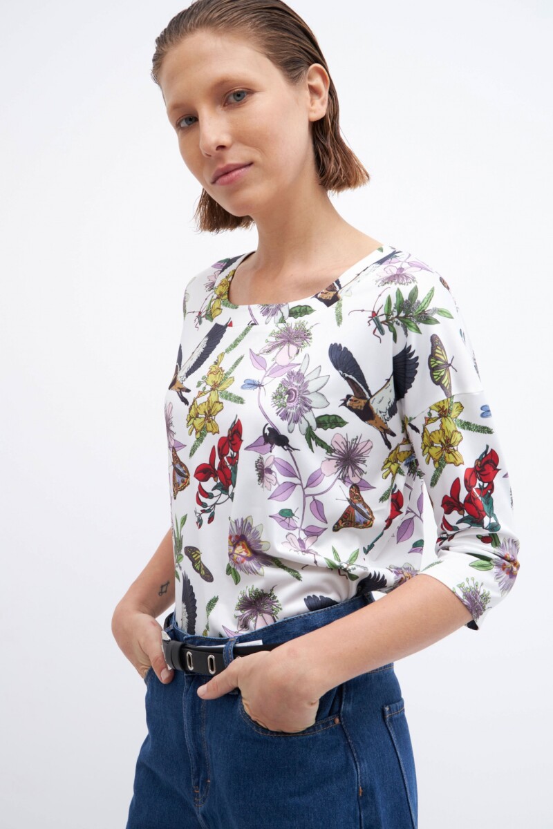 Blusa estampado floral - crudo 