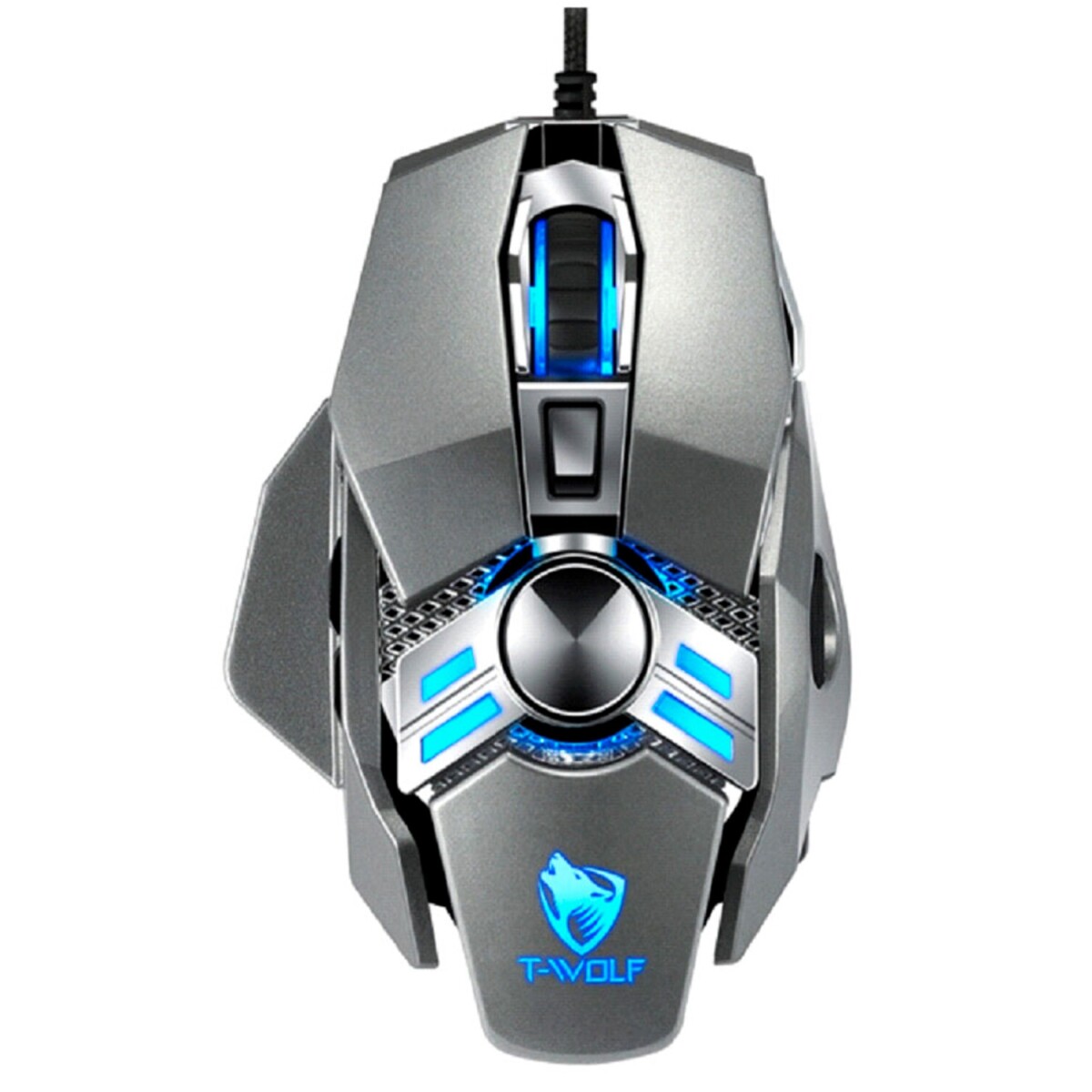 Mouse gamer cableado T-Wolf V10 6400DPI peso ajustable - Gris 