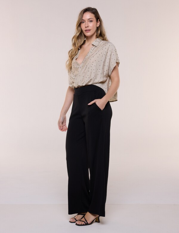 Pantalon Wide Leg Plisado NEGRO