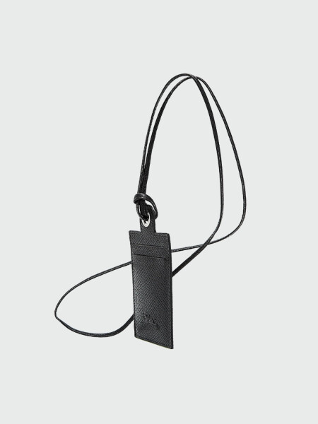 Longchamp -Tarjetero de cuero para colgar, Le pliage Negro