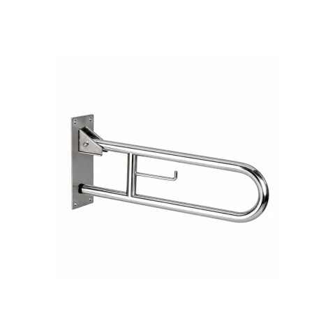 Barra doble rebatible 80cm acero inox con portarrollo Barra Doble Rebatible 80cm Acero Inox Con Portarrollo
