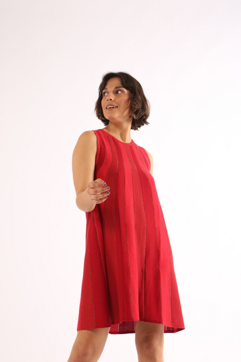 Vestido Dalia Rojo y Bordeaux