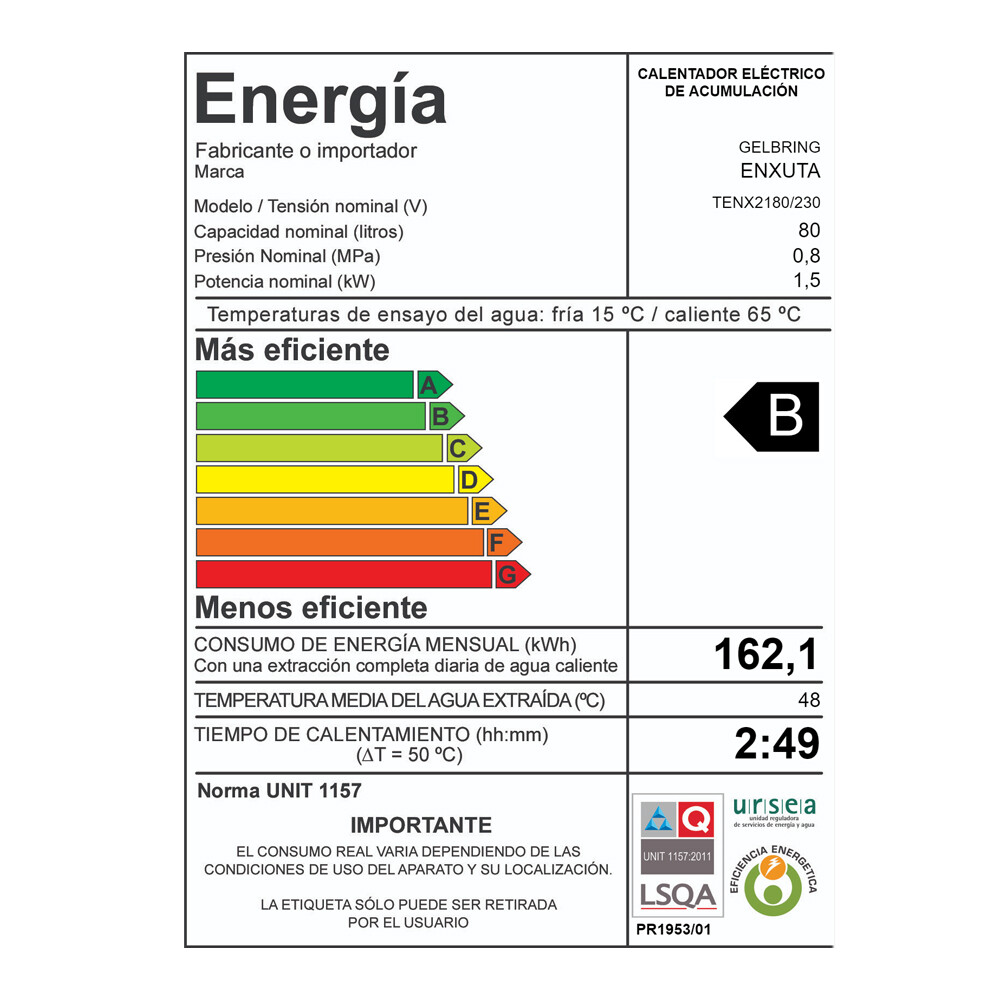 TERMOTANQUE DE ACERO 80 LITROS CLSE B Termotanque De Acero 80 Litros Clse B