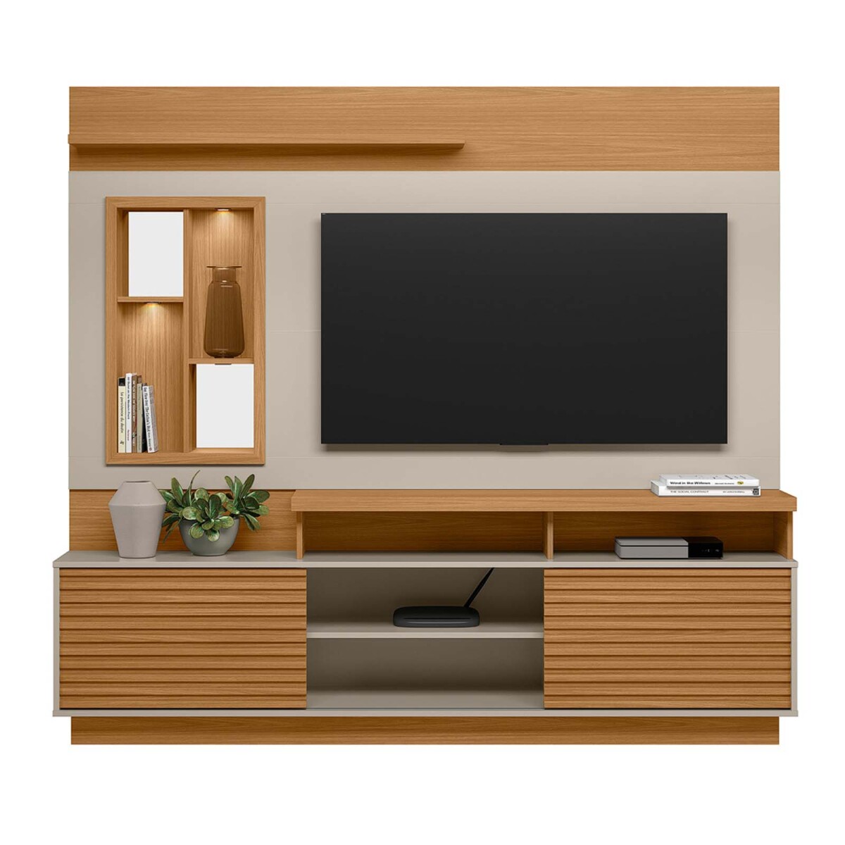MUEBLE PARA TV - MDF-Y-MDP BLANCO DORADO BCO/NAT 