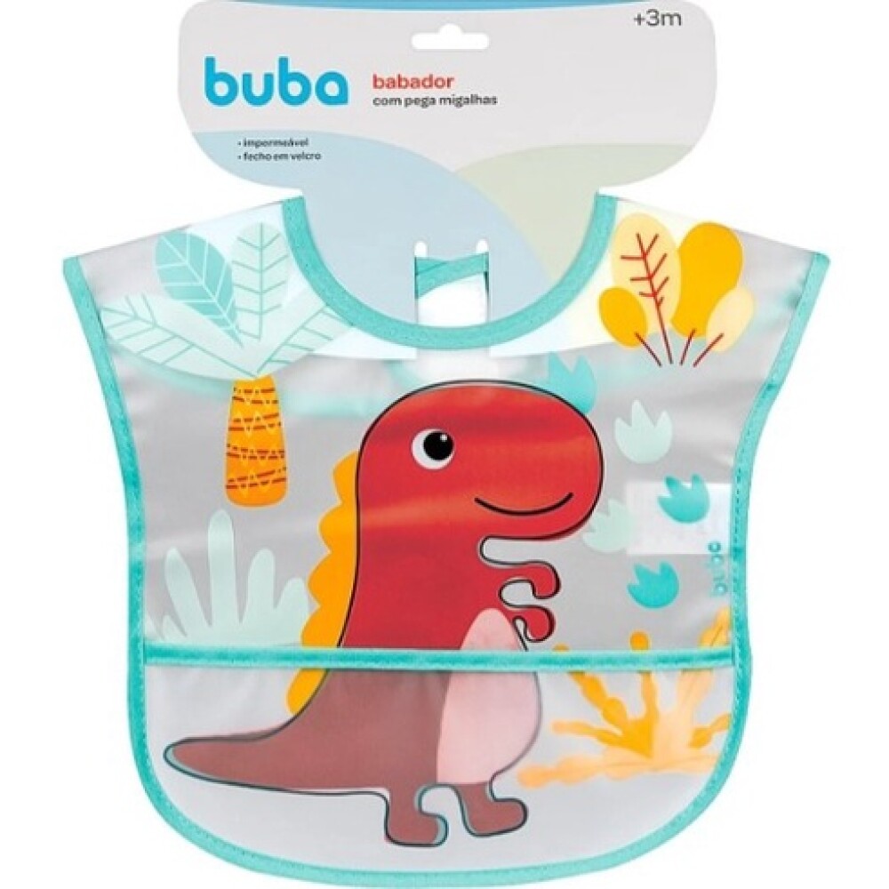 Babero alimentacion BUBA dino verde agua