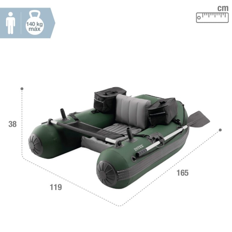 INTEX PATO DE PESCA BIG CATCH SERIE PRO + REMOS + INFLADOR Intex Pato De Pesca Big Catch Serie Pro + Remos + Inflador