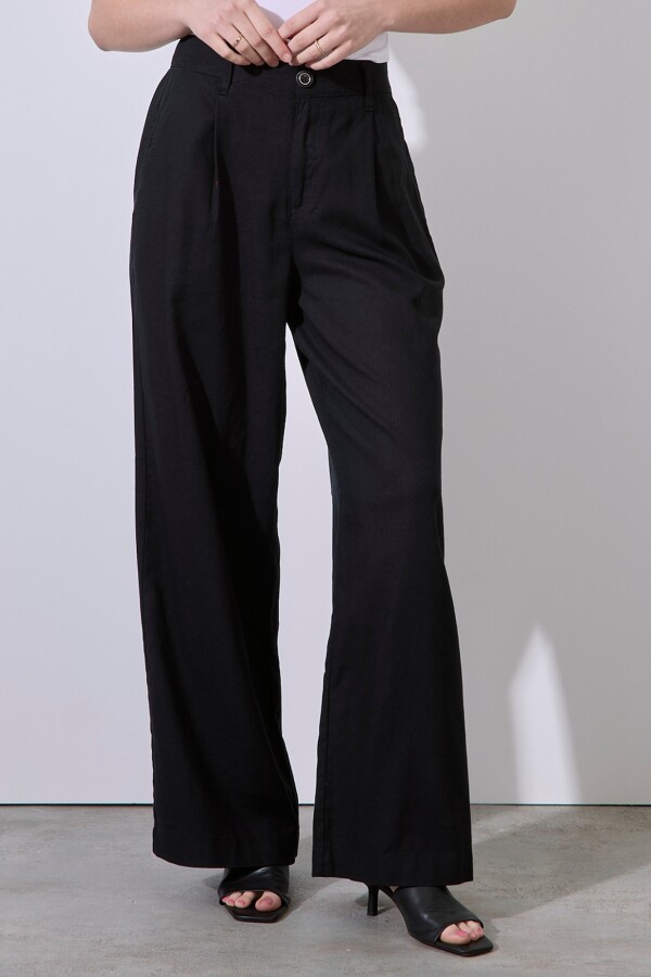 Pantalon Lino Wide NEGRO