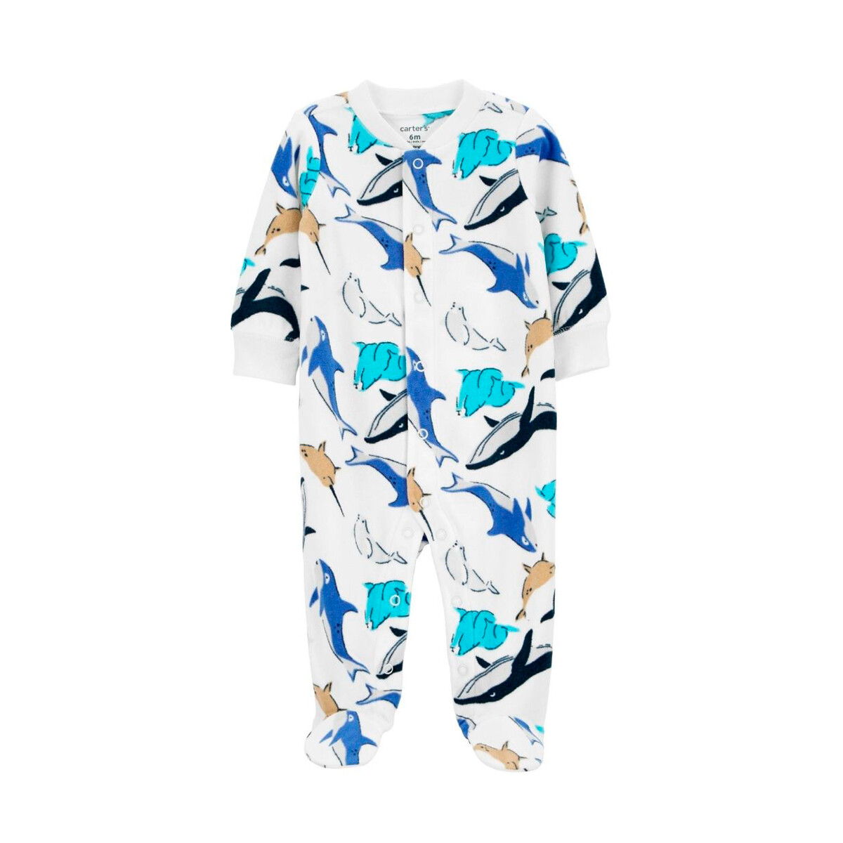 Pijama Carters con Pie Ballena Micropolar 1 Pieza - AZUL-BLANCO-NEGRO 