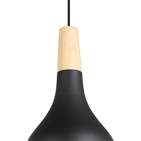 Lámpara campana metal negro y madera Ø18cm SABINAR EG4306