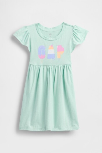 Vestido Logo Gap Toddler Niña Crystal Mint