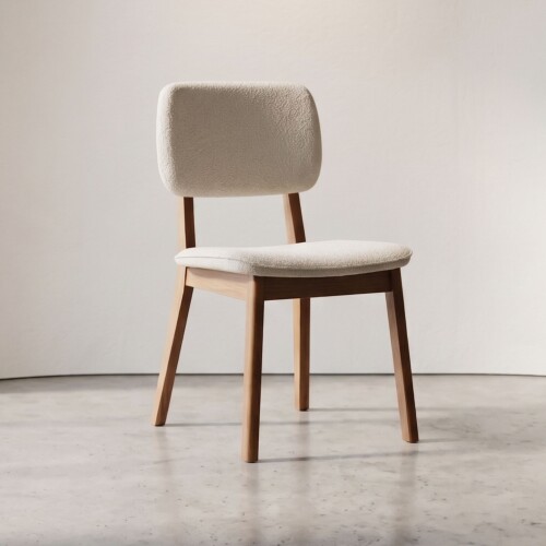 Silla de Comedor Classic - Línea Manhattan - Tela Bouclé/Natural