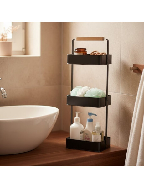ESTANTERIA 3NIVELES NEGRO MATE Y BAMBU 22X15X71H ESTANTERIA 3NIVELES NEGRO MATE Y BAMBU 22X15X71H