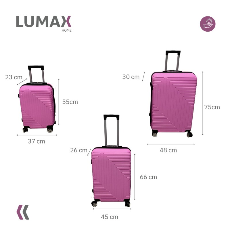 Set de 3 Valijas de Mano Rígidas Rosa