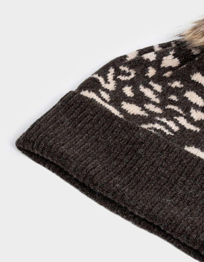 Gorro Gorro Tejido Marrón - Estampado Animal Print