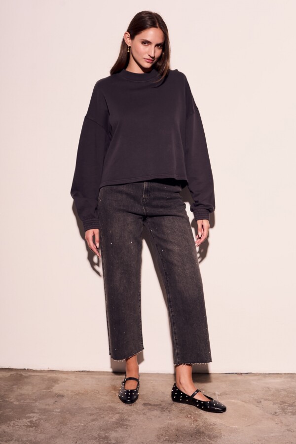 Sweater Algodón Lavado Negro Lavado