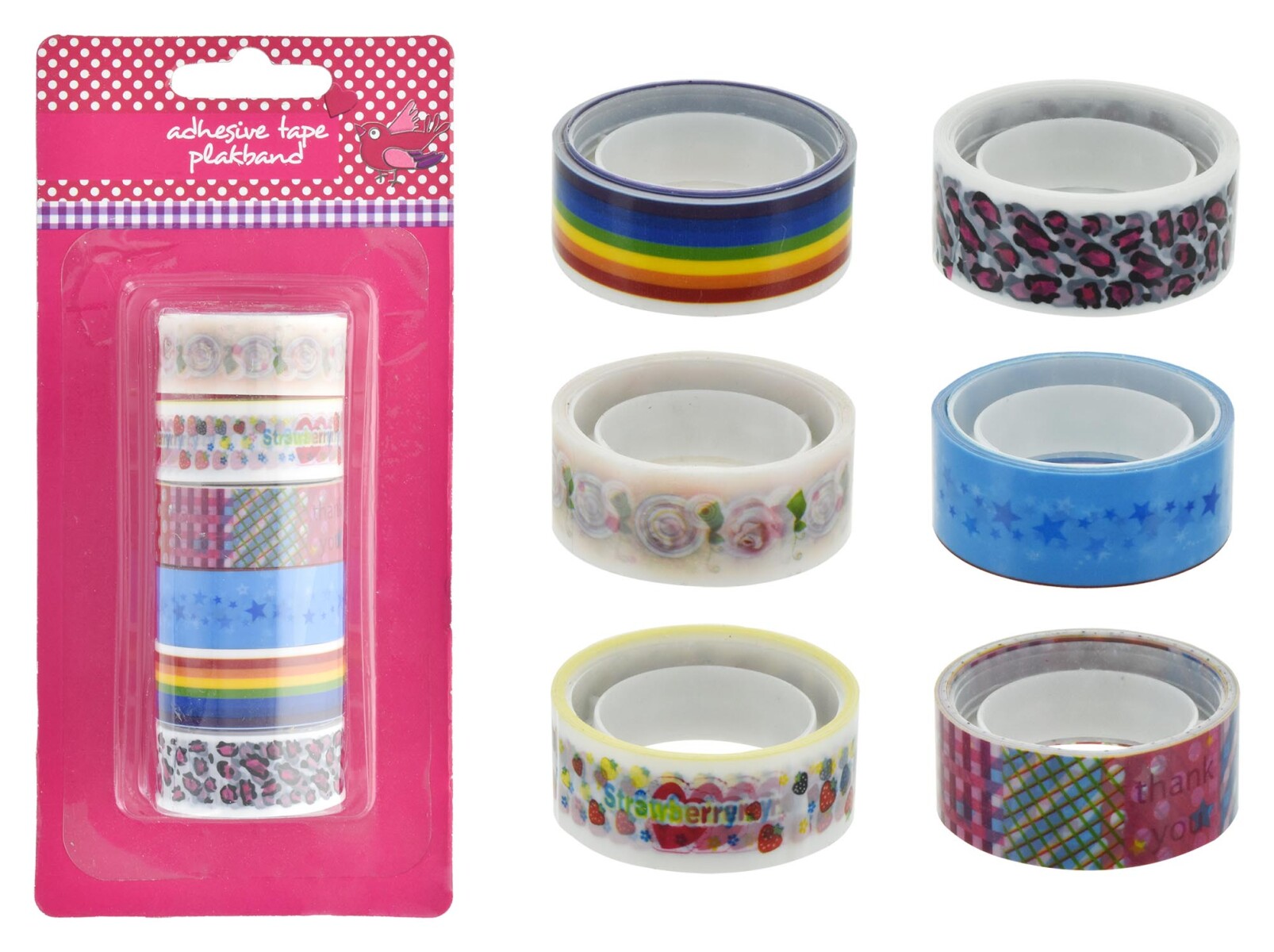 CINTA ADHESIVA X 6 CON DISEÑO 
