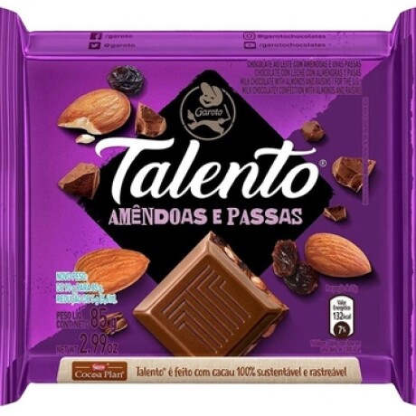 TABLETA CHOCOLATE TALENTO 85G ALMENDRAS TABLETA CHOCOLATE TALENTO 85G ALMENDRAS