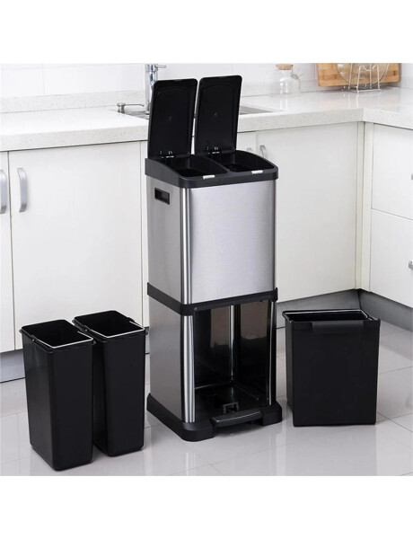 PAPELERA DE RECICLAJE TRIPLE 2x8L Y 16L ACERO INOX PAPELERA DE RECICLAJE TRIPLE 2x8L Y 16L ACERO INOX