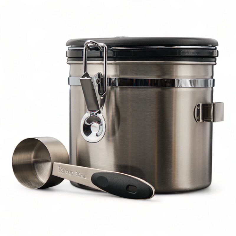 Recipiente Hermetico Ac Inox Para Granos Valv Co2 1.2lt Silver
