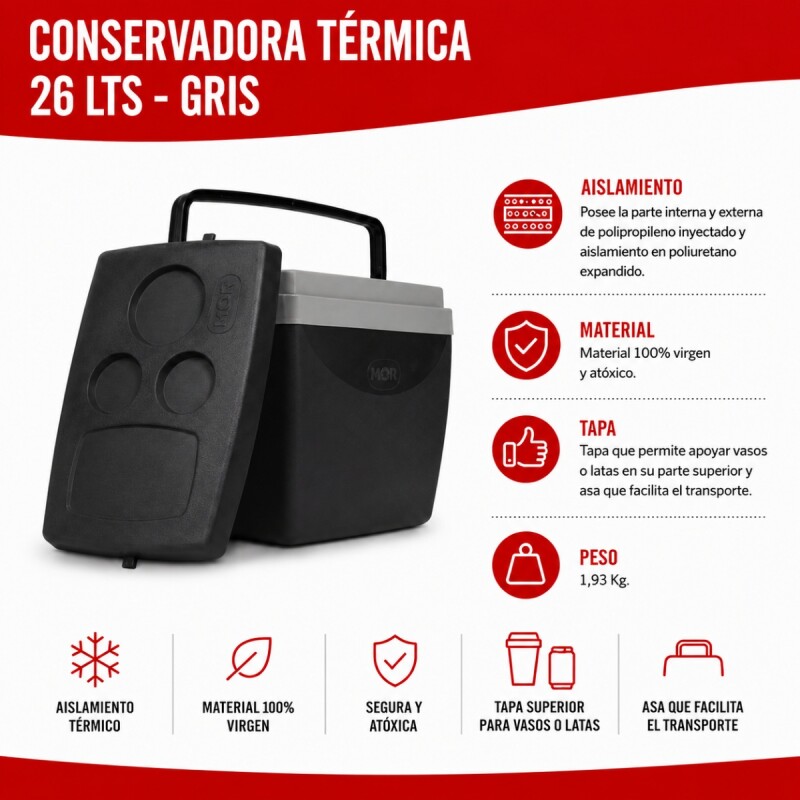 Conservadora térmica 26 lts NEGRO